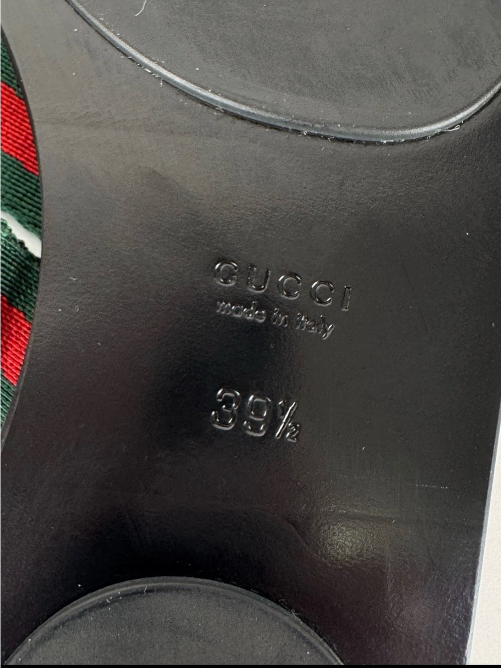 Gucci Black Leather Thong Sandals with Red and Green Web and Gold GG - Picture 13 of 15
